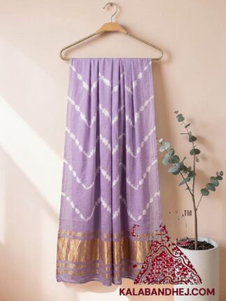 Lavender Handcrafted Leheriya Dupatta Tie-Dye Pure Modal Silk