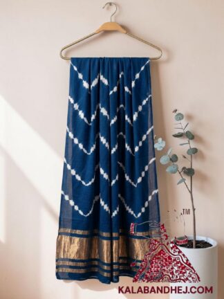 Blue Handcrafted Leheriya Dupatta Tie-Dye Pure Modal Silk