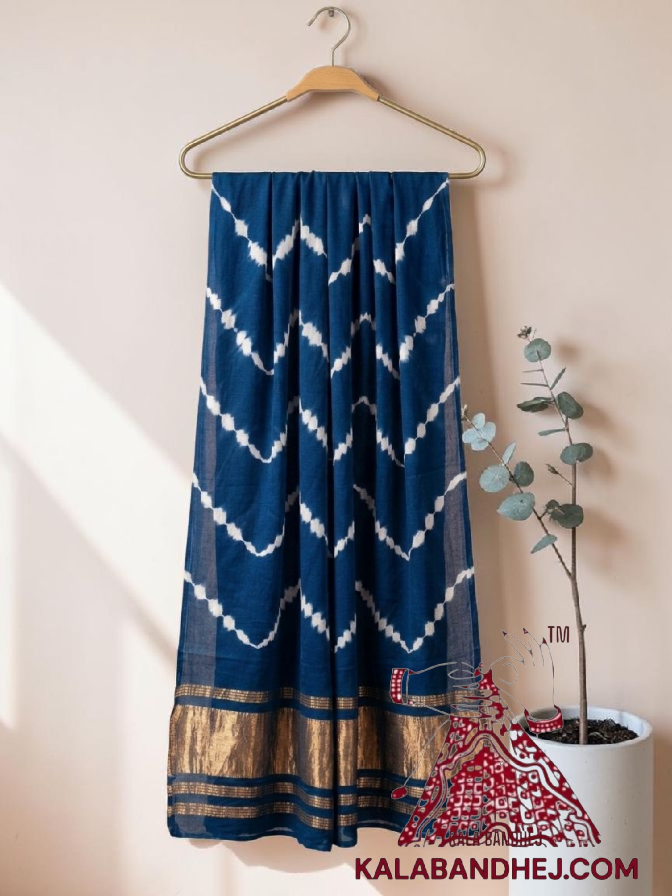 Blue Handcrafted Leheriya Dupatta Tie-Dye Pure Modal Silk