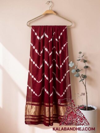 Marron Handcrafted Leheriya Dupatta Tie-Dye Pure Modal Silk