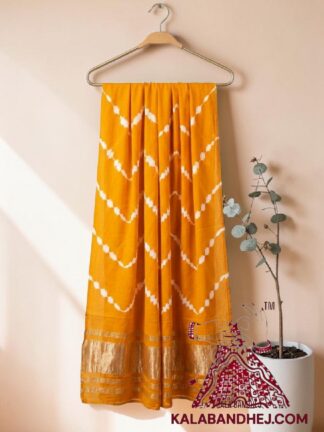 Golden Yellow Handcrafted Leheriya Dupatta Tie-Dye Pure Modal Silk