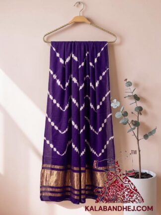 Purple Handcrafted Leheriya Dupatta Tie-Dye Pure Modal Silk