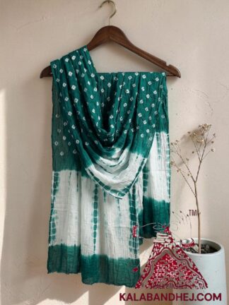 Green Handcrafted Bandhani Tie-Dye Dupatta Pure Cotton