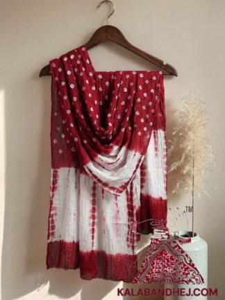Red Handcrafted Bandhani Tie-Dye Dupatta Pure Cotton