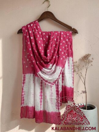 Pink Handcrafted Bandhani Tie-Dye Dupatta Pure Cotton