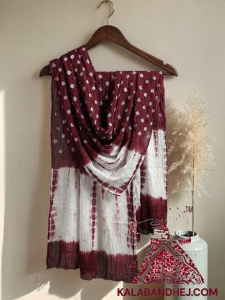 Marron Handcrafted Bandhani Tie-Dye Dupatta Pure Cotton