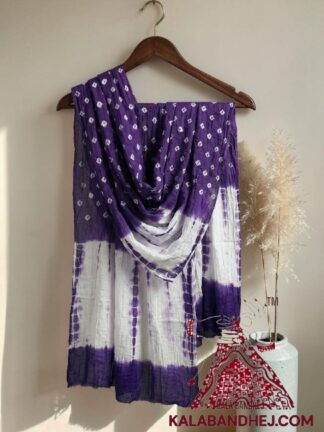 Purple Handcrafted Bandhani Tie-Dye Dupatta Pure Cotton