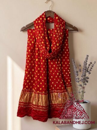 Red Bandhani Dots Dupatta in Pure Modal Silk