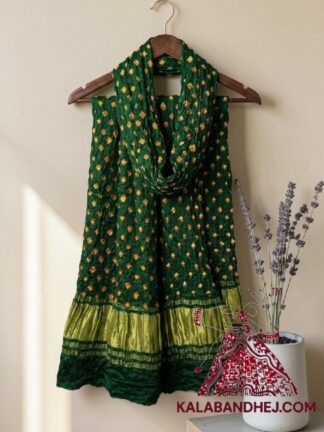 Green Bandhani Dots Dupatta in Pure Modal Silk