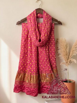 Pink Bandhani Dots Dupatta in Pure Modal Silk