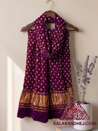 Purple Bandhani Dots Dupatta in Pure Modal Silk