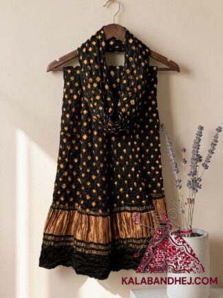 Black Bandhani Dots Dupatta in Pure Modal Silk