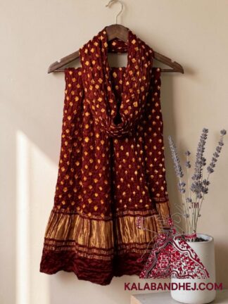 Marron Bandhani Dots Dupatta in Pure Modal Silk