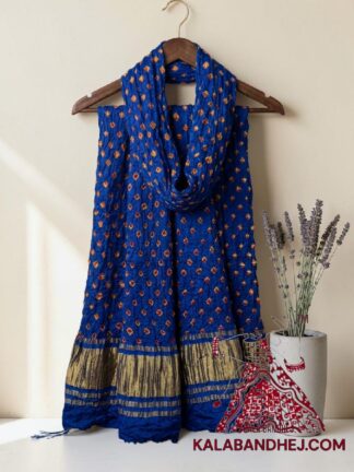 Blue Bandhani Dots Dupatta in Pure Modal Silk