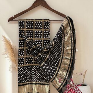 Black Gharchola Dot Bandhani Dupatta Pure Modal Silk