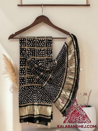 Black Gharchola Dot Bandhani Dupatta Pure Modal Silk