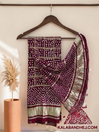 Marron Gharchola Dot Bandhani Dupatta Pure Modal Silk