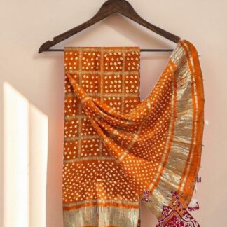 Orange Gharchola Dot Bandhani Dupatta Pure Modal Silk