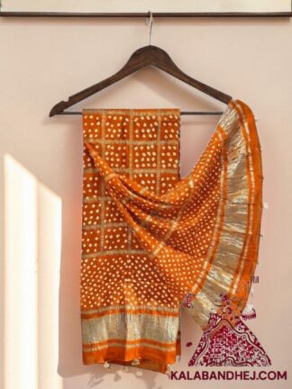 Orange Gharchola Dot Bandhani Dupatta Pure Modal Silk