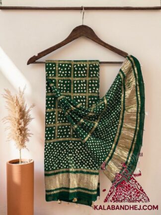 Green Gharchola Dot Bandhani Dupatta Pure Modal Silk