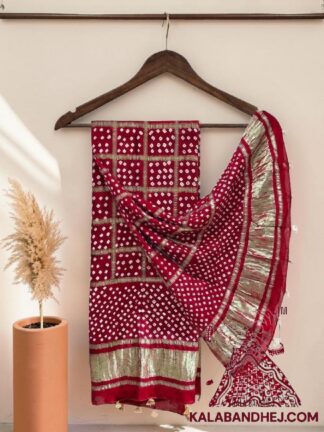 Red Gharchola Dot Bandhani Dupatta Pure Modal Silk