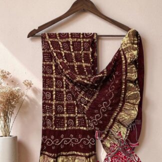 Brown Gharchola Bandhani Dupatta Pure Modal Silk