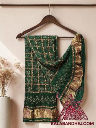Green Gharchola Bandhani Dupatta Pure Modal Silk