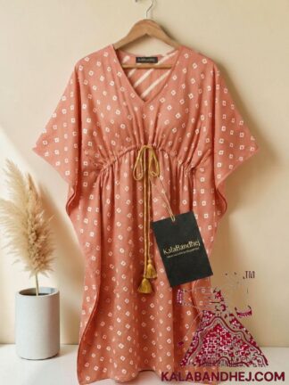 Pitch Bandhani Dots Kaftan in Pure Modal Silk