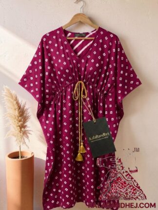 Rani Bandhani Dots Kaftan in Pure Modal Silk