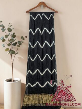 Black Leheriya Tie-Dye Saree in Pure Modal Silk