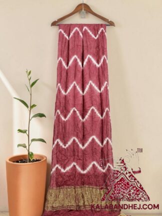 Burgundy Leheriya Tie-Dye Saree in Pure Modal Silk