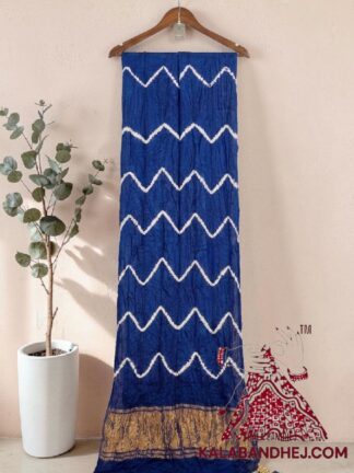 Blue Leheriya Tie-Dye Saree in Pure Modal Silk