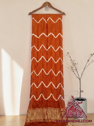 Orange Gold Leheriya Tie-Dye Saree in Pure Modal Silk
