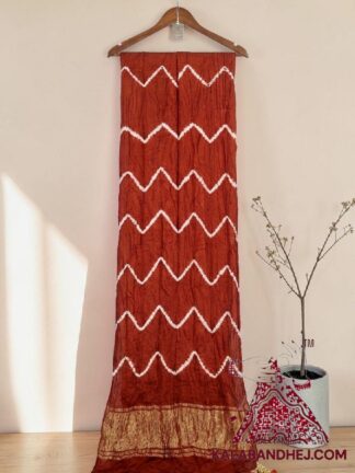 Bold Rust Leheriya Tie-Dye Saree in Pure Modal Silk