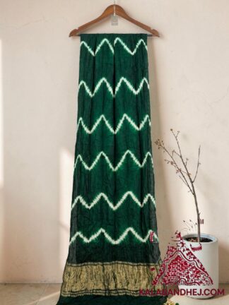 Green Leheriya Tie-Dye Saree in Pure Modal Silk
