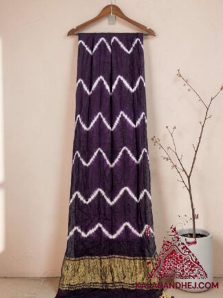 Purple Leheriya Tie-Dye Saree in Pure Modal Silk