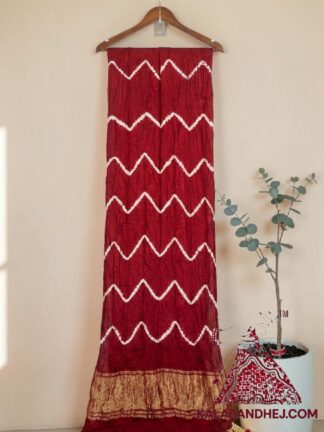 Red Leheriya Tie-Dye Saree in Pure Modal Silk