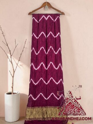 Magenta Leheriya Tie-Dye Saree in Pure Modal Silk