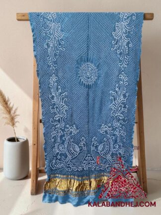 Sky Morlo Bandhani Dupatta in Pure Gaji Silk