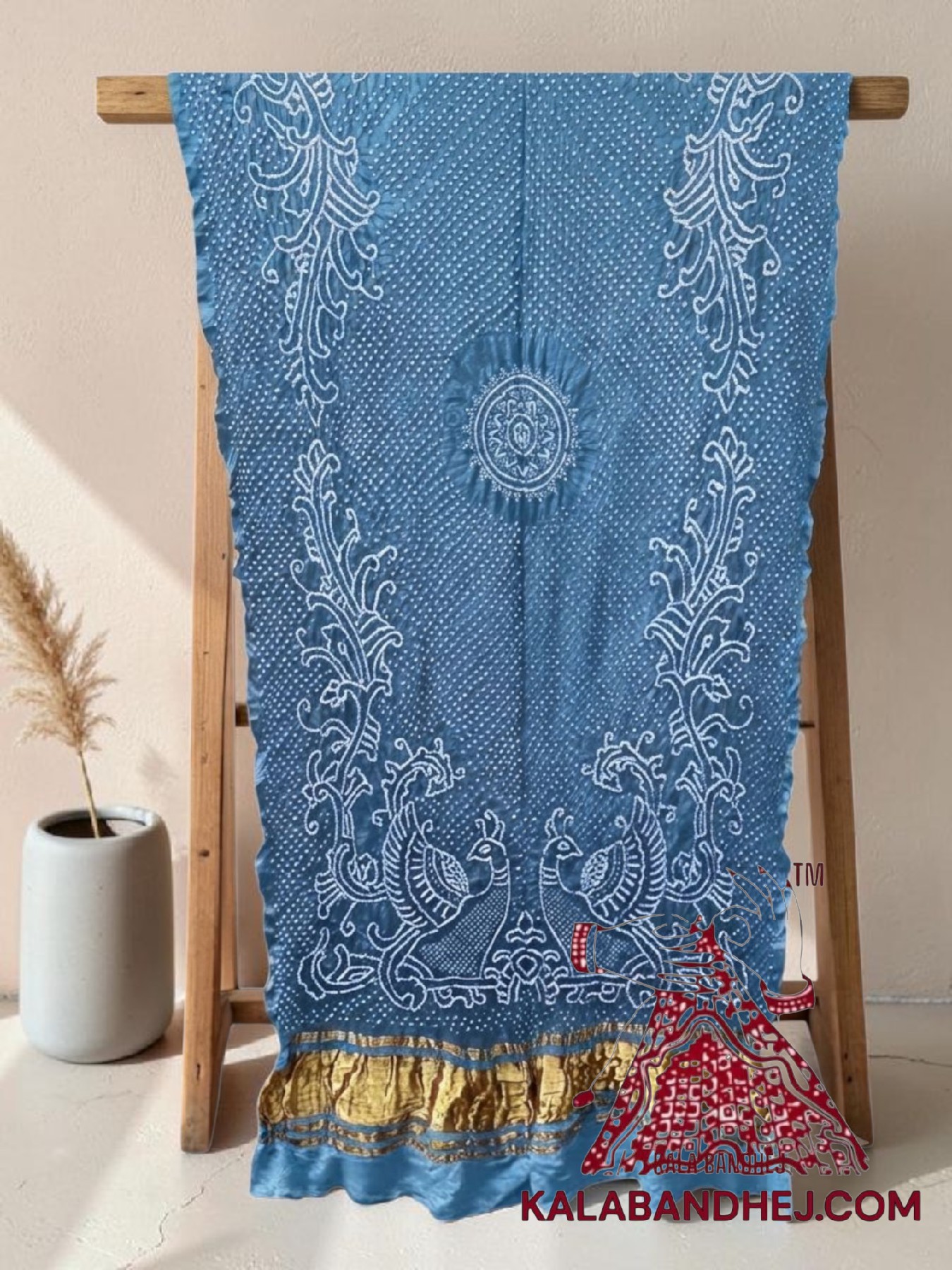 Sky Morlo Bandhani Dupatta in Pure Gaji Silk