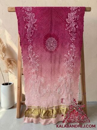 Pink Shaded Morlo Bandhani Dupatta in Pure Gaji Silk