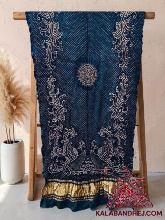 Peacock Blue Morlo Bandhani Dupatta in Pure Gaji Silk (Copy)