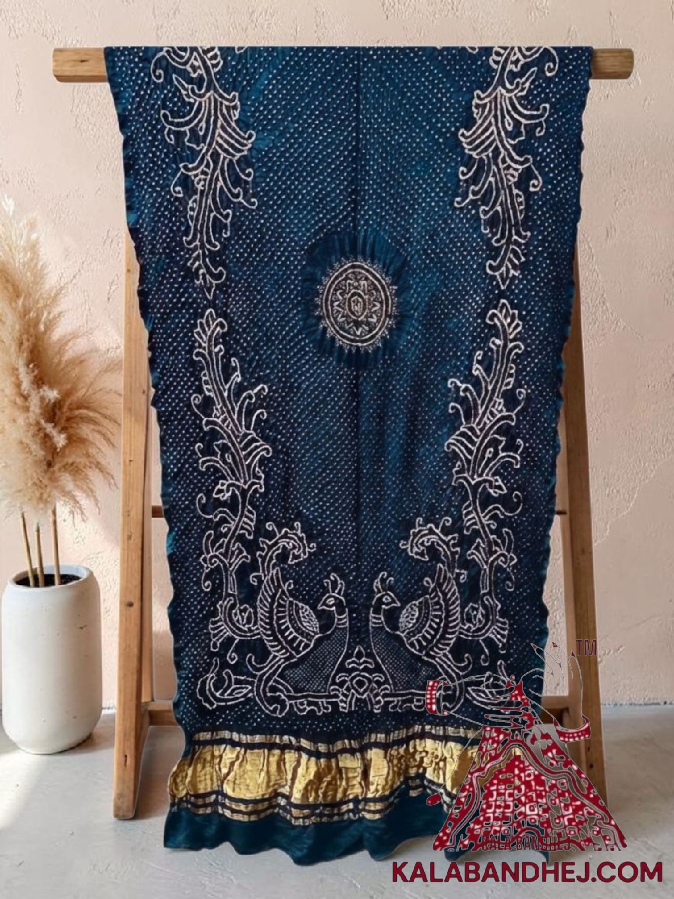 Peacock Blue Morlo Bandhani Dupatta in Pure Gaji Silk (Copy)