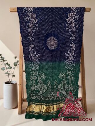 Navy Rama Morlo Bandhani Dupatta in Pure Gaji Silk