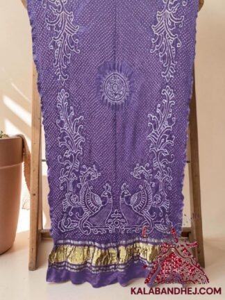 Lovender Morlo Bandhani Dupatta in Pure Gaji Silk