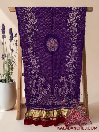 Magenta Red Morlo Bandhani Dupatta in Pure Gaji Silk