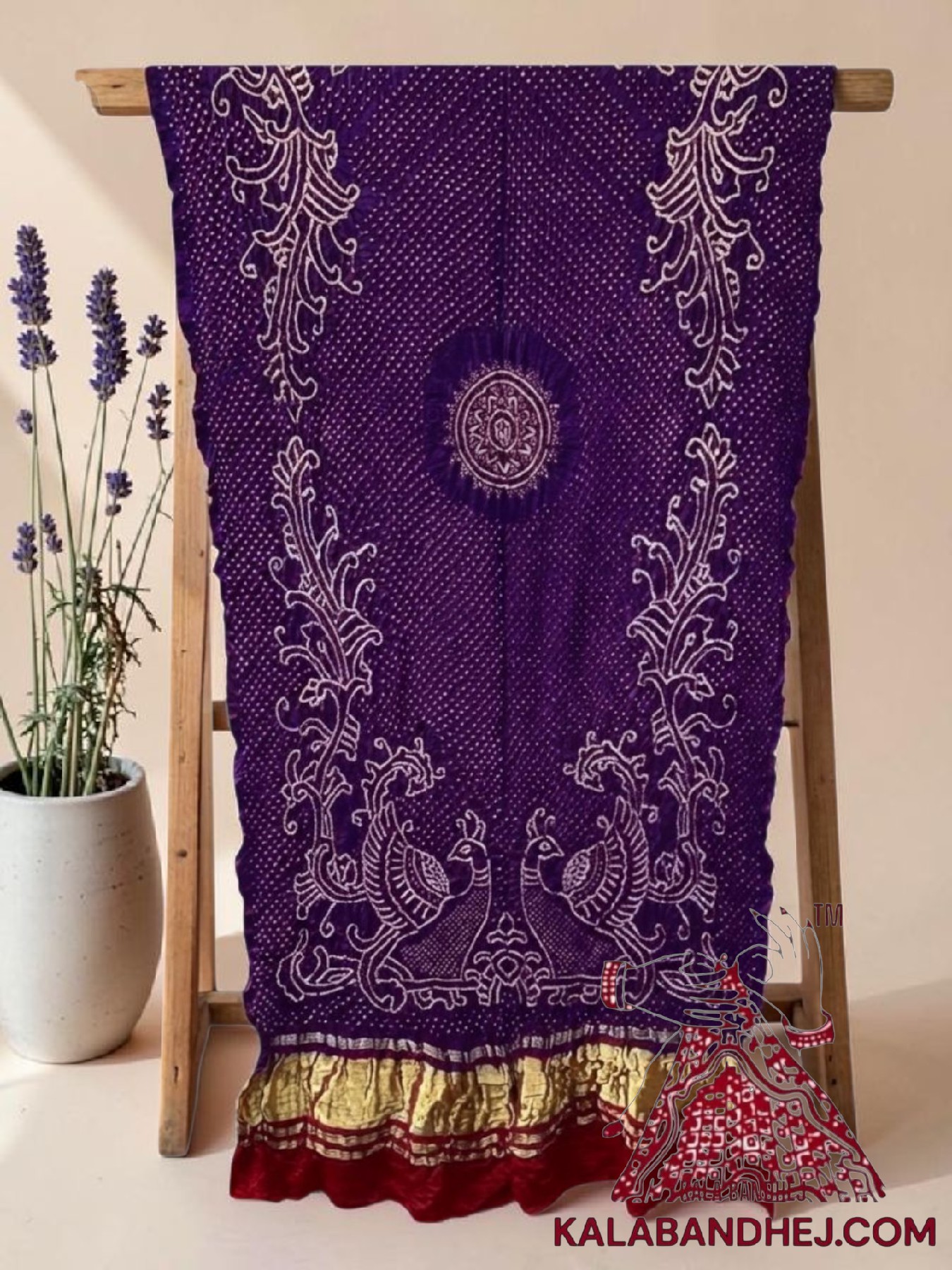 Magenta Red Morlo Bandhani Dupatta in Pure Gaji Silk
