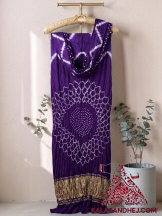 Purple Hand-Tied Leheriya Bandhani Saree in Pure Modal Silk
