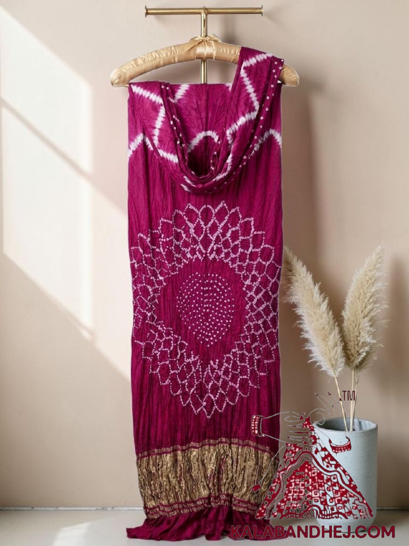 Pink Hand-Tied Leheriya Bandhani Saree in Pure Modal Silk