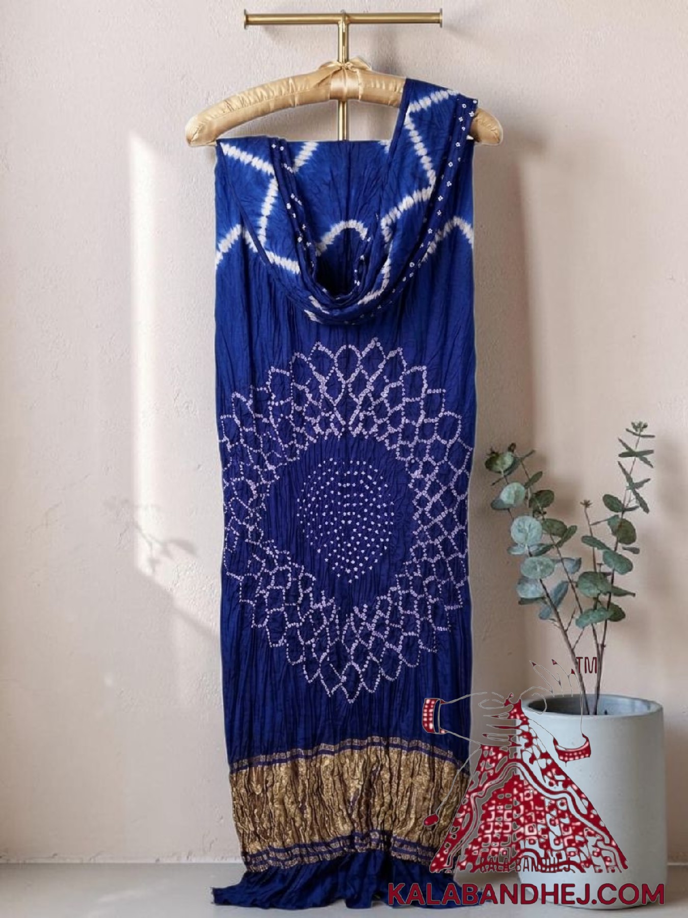 Blue Hand-Tied Leheriya Bandhani Saree in Pure Modal Silk